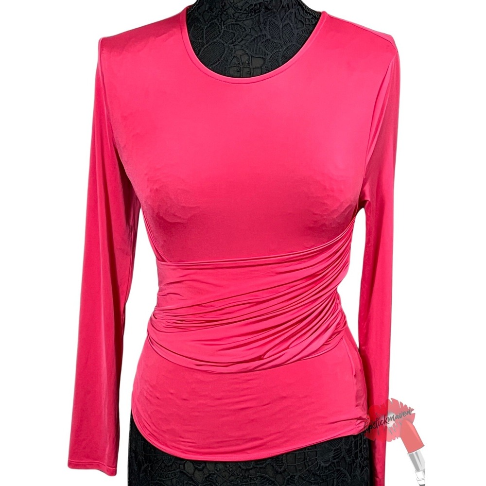 Lovers + Friends Top Women Small Wrap Blouse Pink Long Sleeve